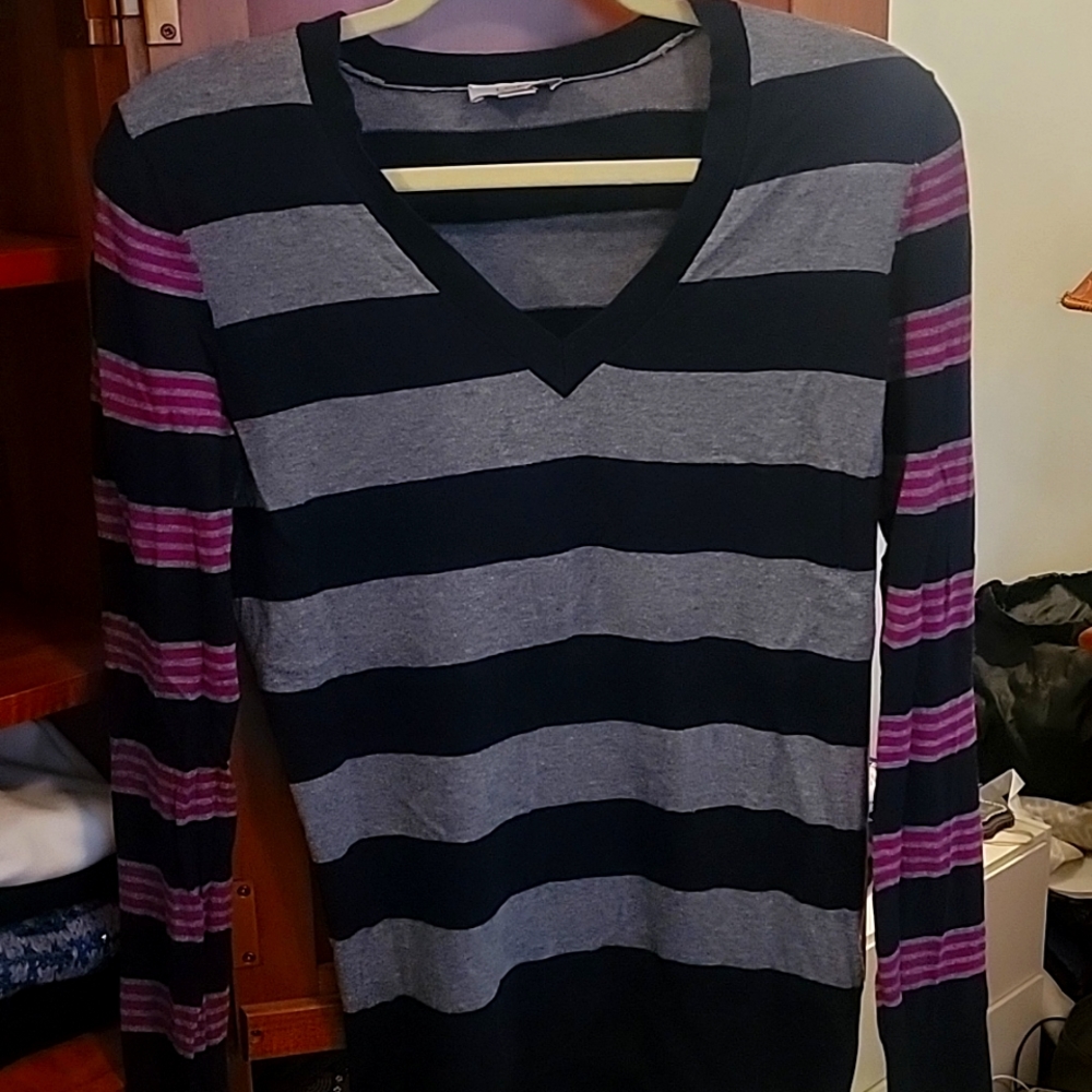 Cute striped sweater with accented sleeves